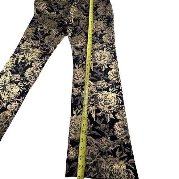Soft Surroundings Women's L Gold Floral Wide Leg Pants Black Metallic Pull On - Picture 7 of 9